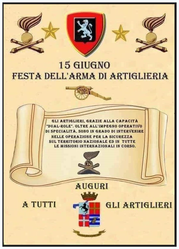 15 GIUGNO FESTA DELL’ARTIGLIERIA.